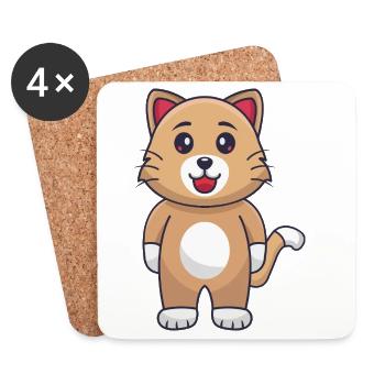 Cartoon cat - Coasters (set of 4) - white - Front