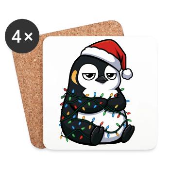 Mürrischer Pinguin Weihnachten Clumsy Santa Verhed - Dessous de verre (lot de 4) - blanc - Devant