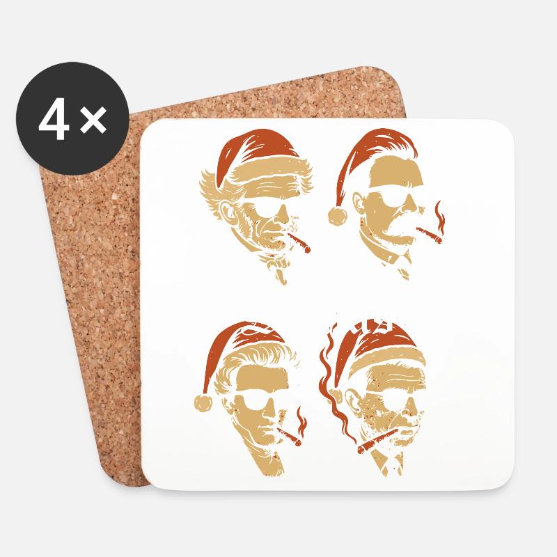 Existenzielle Weihnachtsmänner mit Sonnenbrille - Untersetzer (4er-Set) - Weiß
