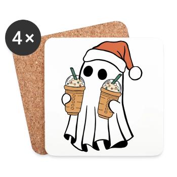 Joyeux Noël Fantôme Bubble Tea Père Noël - Dessous de verre (lot de 4) - blanc - Devant