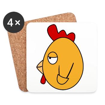 Fonzie Chicken – relaxed rockabilly rebel - Coasters (set of 4) - white - Front