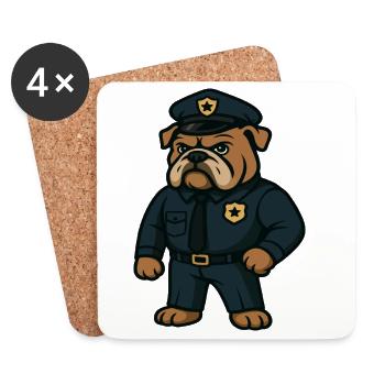 Police Bulldog Mascot Law Enforcement Design - Coasters (set of 4) - white - Front