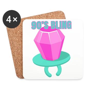 90s Bling - 90s Nostalgia Humor - Coasters (set of 4) - white - Front
