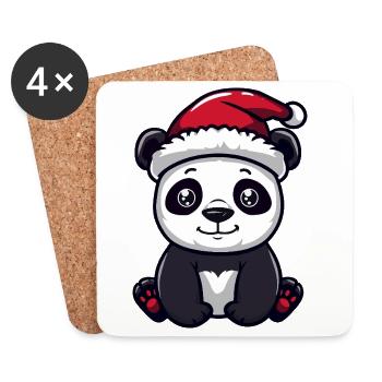Noël Panda - Dessous de verre (lot de 4) - blanc - Devant