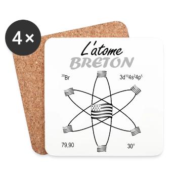 Cadeau Atome Breton Symbole Science et Fierté Gwen - Dessous de verre (lot de 4) - blanc - Devant