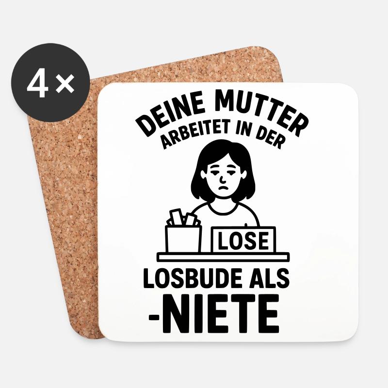 losbude deine mutter witz - Untersetzer (4er-Set) - Weiß