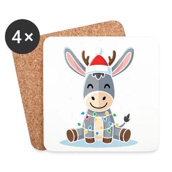 Süßes Esel Elfe Weihnachten Geschenk Niedlich Wint - Untersetzer (4er-Set) - Weiß - Vorne
