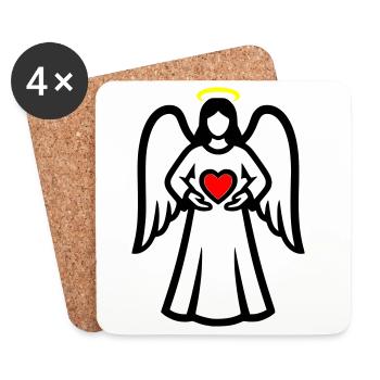 Angel-Couple-with-Heart-Pictogram-2 - Coasters (set of 4) - white - Front