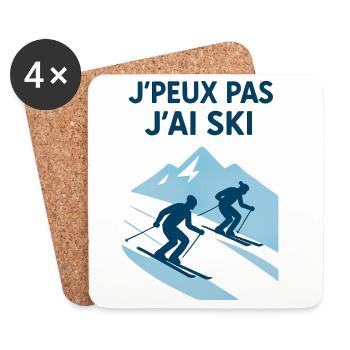 Ich kann nicht Skifahren. - Untersetzer (4er-Set) - Weiß - Vorne