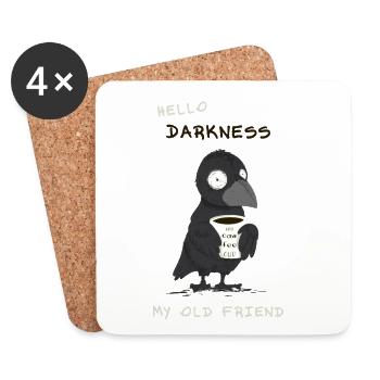 Raven with Coffee Mug – Dark Friendship - Coasters (set of 4) - white - Front