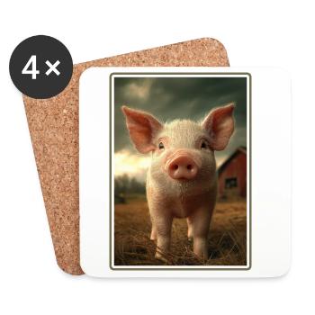 Schweine Schwein - Untersetzer (4er-Set) - Weiß - Vorne