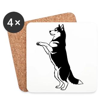 Vecteur de silhouette du chien debout - Dessous de verre (lot de 4) - blanc - Devant
