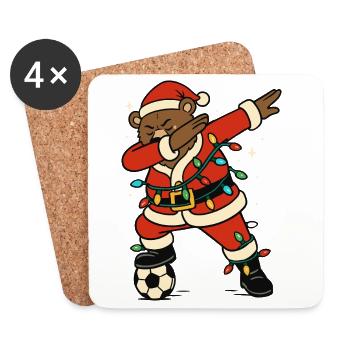 Dabbing Bear Santa Claus Football Cute - Coasters (set of 4) - white - Front