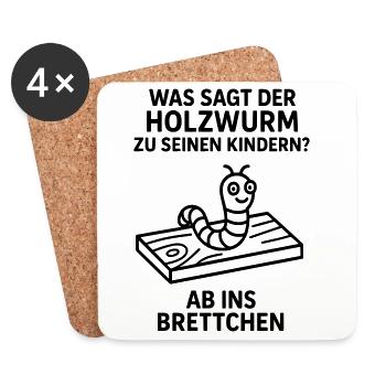 holzwurm ab ins brettchen - Untersetzer (4er-Set) - Weiß - Vorne