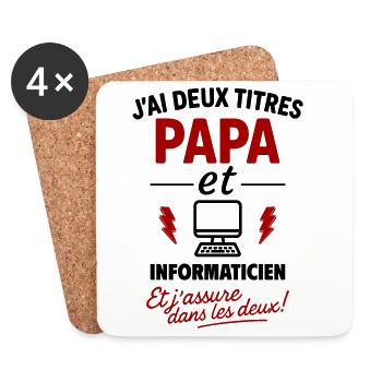 Dad and Computer Scientist Gift Christmas Father's Day - Coasters (set of 4) - white - Front