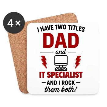 Papa und Informatiker – Ich rocke beide Titel - Untersetzer (4er-Set) - Weiß - Vorne
