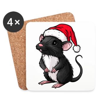 Christmas Rat - Coasters (set of 4) - white - Front