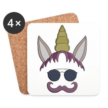 Unicorn Moustache - Coasters (set of 4) - white - Front
