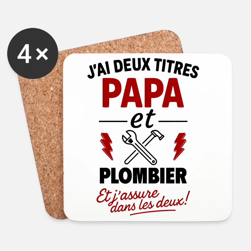 Vatertagsgeschenkidee für Papa und Klempner - Untersetzer (4er-Set) - Weiß