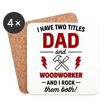 Papa Tischler Geschenk Weihnachten Vatertag - Untersetzer (4er-Set) - Weiß - Vorne