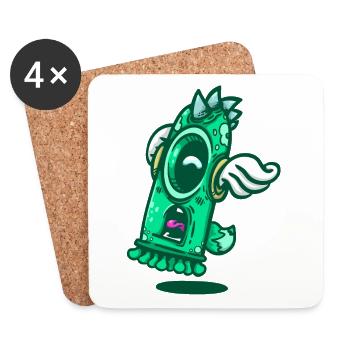 Green Winged Monster Window - Coasters (set of 4) - white - Front