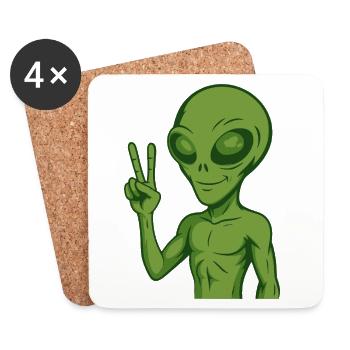 Alien Extraterrestrial Peace Peace - Coasters (set of 4) - white - Front