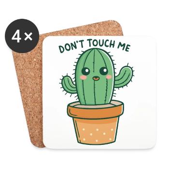 Cactus Rigolo Ne Pas Toucher - Dessous de verre (lot de 4) - blanc - Devant