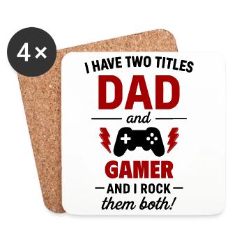 Daddy Gamer Two Titles Funny - Coasters (set of 4) - white - Front