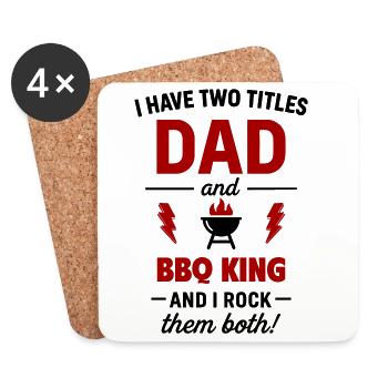 Papa Grillkönig Two titles - Coasters (set of 4) - white - Front