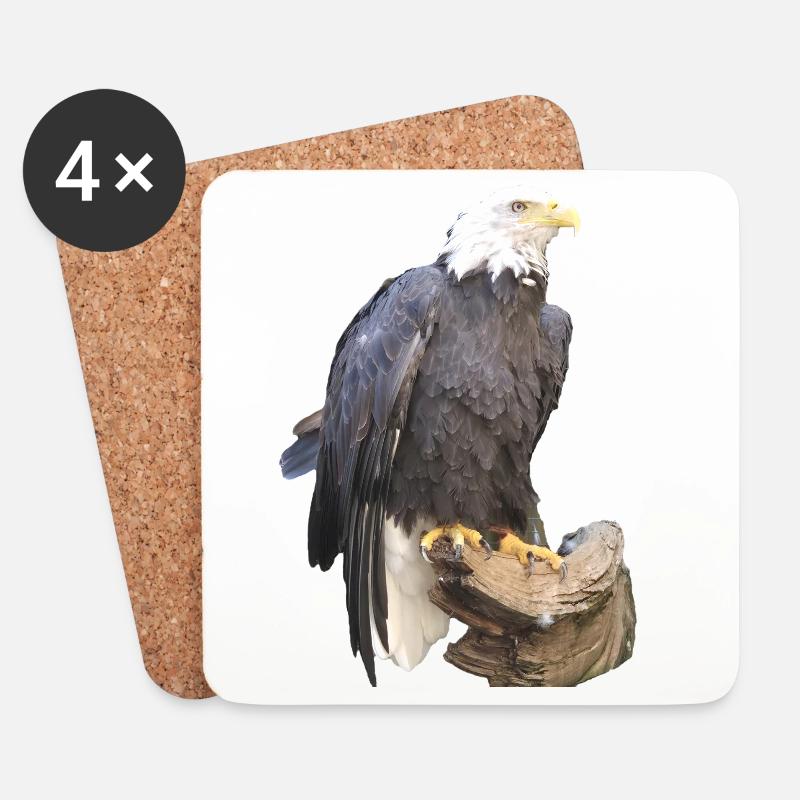 Adler auf dem Holzast - Untersetzer (4er-Set) - Weiß