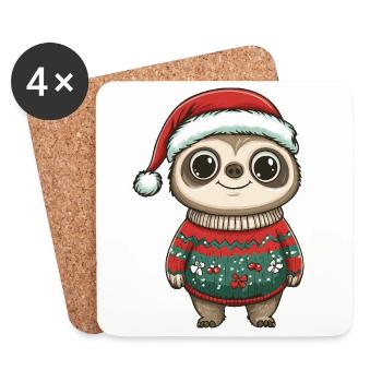 Faultier Weihnachten Xmas - Untersetzer (4er-Set) - Weiß - Vorne