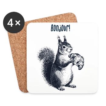 Bonjour Croissant Squirrel - Coasters (set of 4) - white - Front
