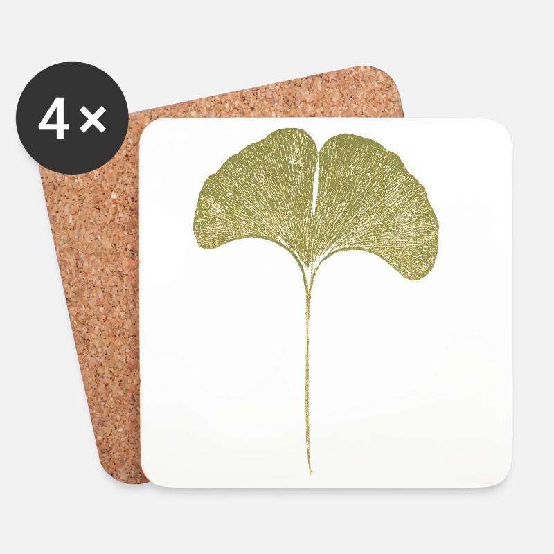 Gingko Blatt - Untersetzer (4er-Set) - Weiß
