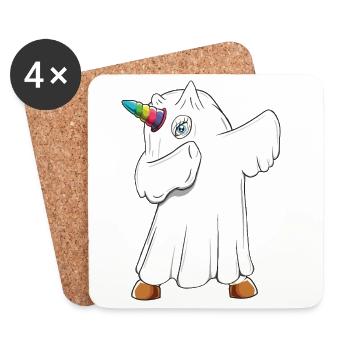 Costume de fantôme licorne Tric drôle d’Halloween - Dessous de verre (lot de 4) - blanc - Devant