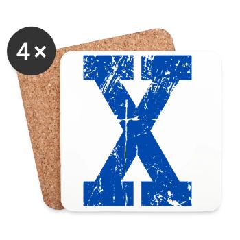 Lettre X sport rétro  - Dessous de verre (lot de 4) - blanc - Devant