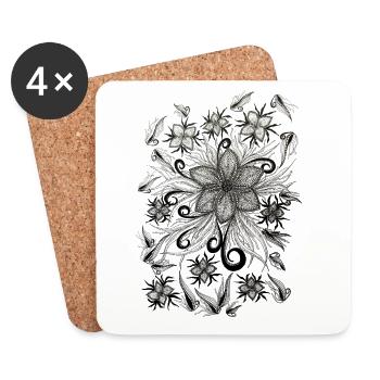 Spiralblumen Zauber - Untersetzer (4er-Set) - Weiß - Vorne