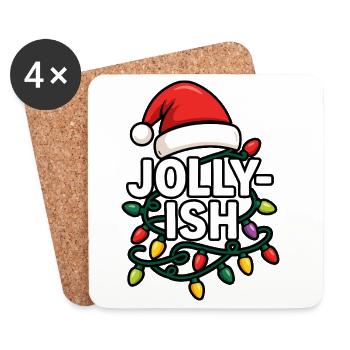 Joyeux Père Noël, drôle de sarca de Noël - Dessous de verre (lot de 4) - blanc - Devant
