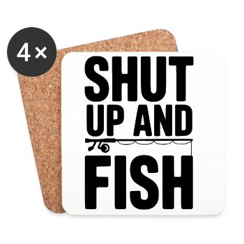 Halt den Mund und fisch - Untersetzer (4er-Set) - Weiß - Vorne