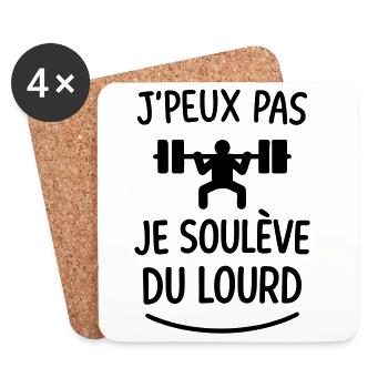 Jpeux_pas-_je_soulve_du_lourd - Untersetzer (4er-Set) - Weiß - Vorne