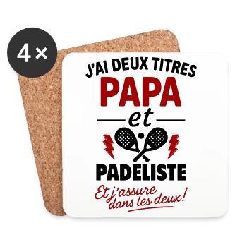 Papa Padeliste cadeau Noël fête des pères - Dessous de verre (lot de 4) - blanc - Devant