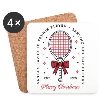 Amoureux du tennis drôles joyeux Noël - Dessous de verre (lot de 4) - blanc - Devant