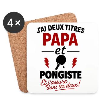 Dad Table Tennis Player, Father's Day Gift, Christmas Ping Pong - Coasters (set of 4) - white - Front
