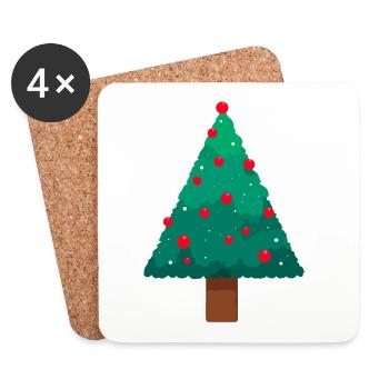 Weihnachtsbaum - Untersetzer (4er-Set) - Weiß - Vorne
