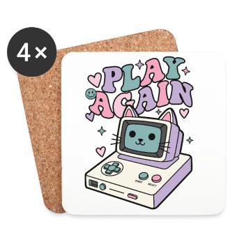 Rejouer Cat Retro - Dessous de verre (lot de 4) - blanc - Devant