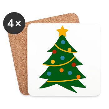 Sapin festif à guirlandes - Dessous de verre (lot de 4) - blanc - Devant