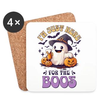 Halloween, je suis juste là pour les huées de la bière fantôme - Dessous de verre (lot de 4) - blanc - Devant