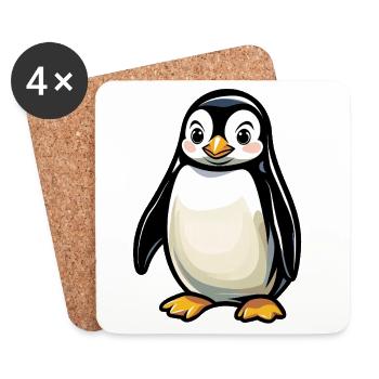 Dessin animé du Pingouin Câlin - Dessous de verre (lot de 4) - blanc - Devant