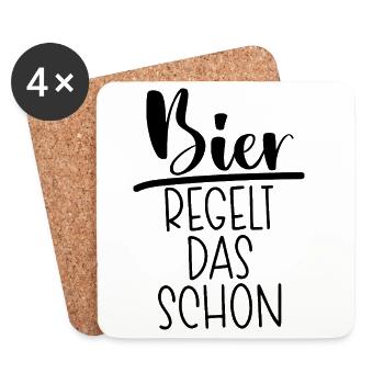 Bier regelt das - Untersetzer (4er-Set) - Weiß - Vorne