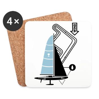 Parcours de régate moderne de voilier Yacht Yacht - Dessous de verre (lot de 4) - blanc - Devant