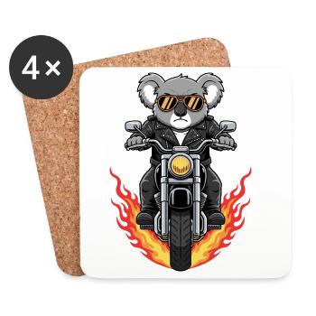 Cool Biker Koala Motorcycle Flames - Coasters (set of 4) - white - Front